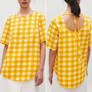 COS Yellow Checkered Tie Back Top